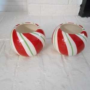 Fitz and Floyd Peppermint Santa Candleholders